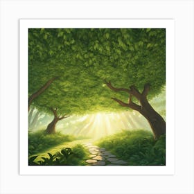 Path In A Green Forest Art Print