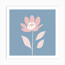 A White And Pink Flower In Minimalist Style Square Composition 452 Art Print