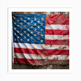 An Aging American Flag Crushed Lightly At The Corners Worn Yet Radiant Against The Passage Of Time (5) Art Print