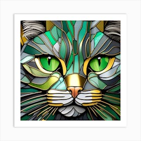 Cat, Pop Art 3D stained glass cat superhero limited edition 36/60 Art Print