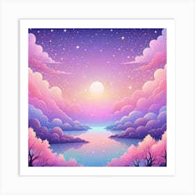 Sky With Twinkling Stars In Pastel Colors Square Composition 94 Art Print