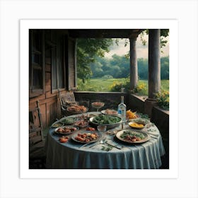 Meal On The Porch Art Print