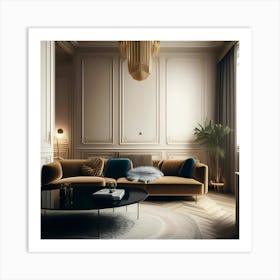 Photo Of A Hausmanian Living Room In Paris With An Art Print