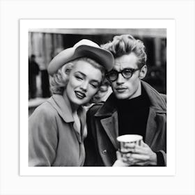 Marilyn Monroe And James Dean portrait Art Print