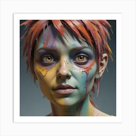 Girl With Paint On Her Face 2 Art Print