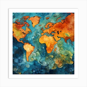 World Map Painting Art Print