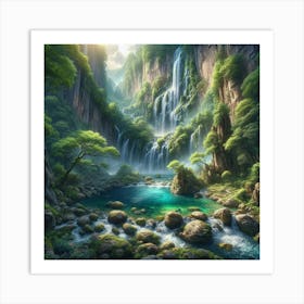 Waterfall In The Forest 49 Art Print