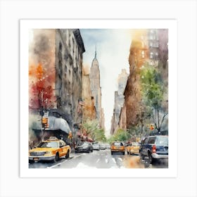 New York city Watercolor Art Print