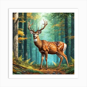 Deer In The Forest 163 Art Print