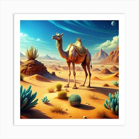 Camel In A Desert Landscape Art Print