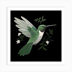 Ohara Koson Inspired Bird Painting Hummingbird 4 Square Art Print