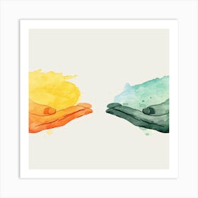 Two Hands Holding A Rainbow Art Print