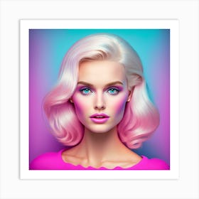 Beautiful Woman With Pink Hair Art Print