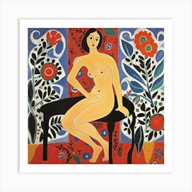 Floral Woman Pose, The Matisse Inspired Art Collection Art Print