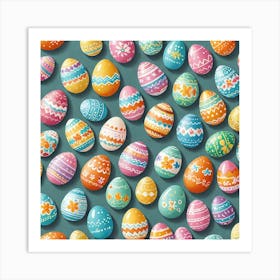 Sticker Of Cute And Beautiful Easter Eggs 3430862080 Art Print