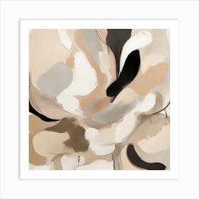 Beige And Black Abstract Painting Art Print