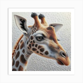 Dewdrops on Spots: A Radiant Giraffe Portrait Art Print