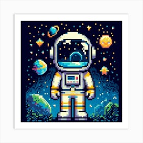 Astronaut Pixel Art Art Print