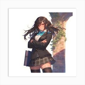 Anime Girl In School Uniform Art Print