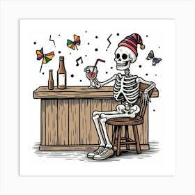 Skeleton At The Bar 2 Art Print