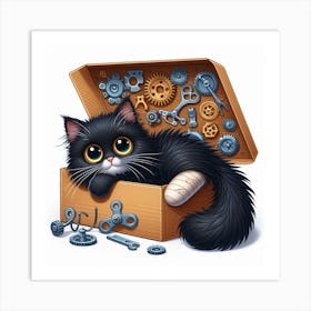 Cat In A Box 1 Art Print
