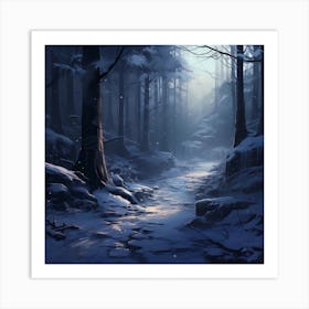 Snowy Forest Path Art Print