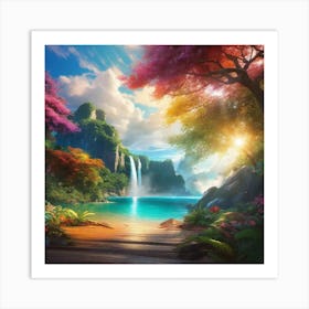 Waterfall In The Forest 36 Art Print