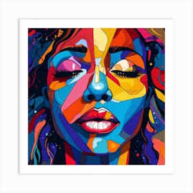 Colorful Girl With Colorful Hair 2 Art Print