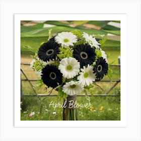 Rustic April Birth Flower Daisy Black Green Art Print (4) Art Print