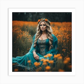 Mermaid In A Field Art Print