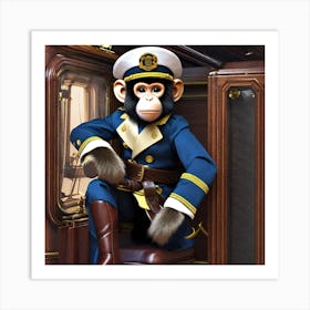 Monkey On A Train Art Print