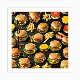 Burgers And Fries Art Print