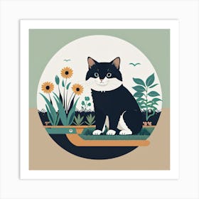 Cat In The Garden Art Print