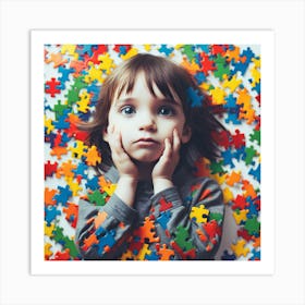 Child With Autism Puzzle Pieces Art Print