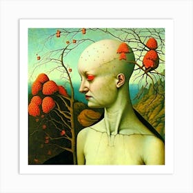 Woman With Red Fruit - Cleo Guster Art Print