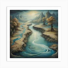 Default A Surrealistic Painting Of A River With Dreamlike Imag 0 Art Print