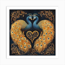 Peacocks In Love 5 Art Print