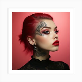 Tattooed Girl With Red Hair Art Print