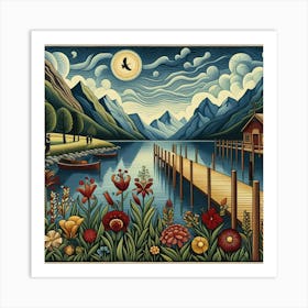 Lake Hut Art Print