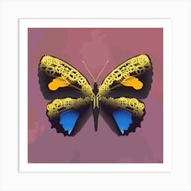 Mechanical Butterfly The Callicore Aegina On A Pink Background Art Print