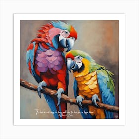 Lovely Parrots in love Art Print