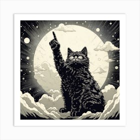 Cat Pointing Up The Sky Above 1 Art Print