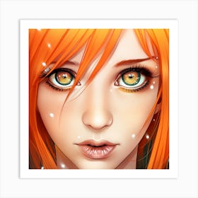 Girl With Orange Hair Art Print