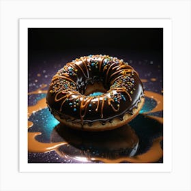 Donut On A Black Background Art Print