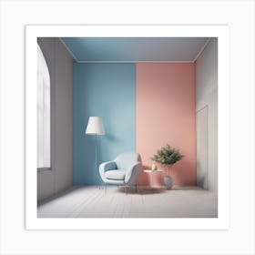 Pink And Blue Living Room Art Print