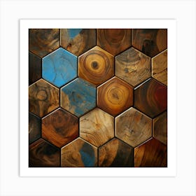 Hexagonal Wood Background Art Print