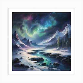 Craft An Artwork Of A Naturalistic Landscape With A Cosmic Sky 3 Art Print