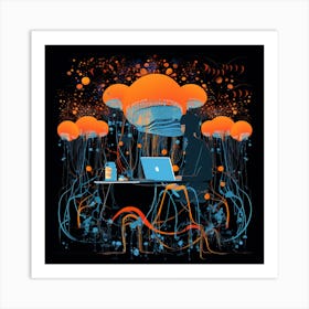 Jellyfish Splash Colors Art Print