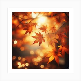 Autumn Leaves Bokeh Art Print