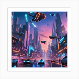 Futuristic City Paintings Art Print 1 Art Print